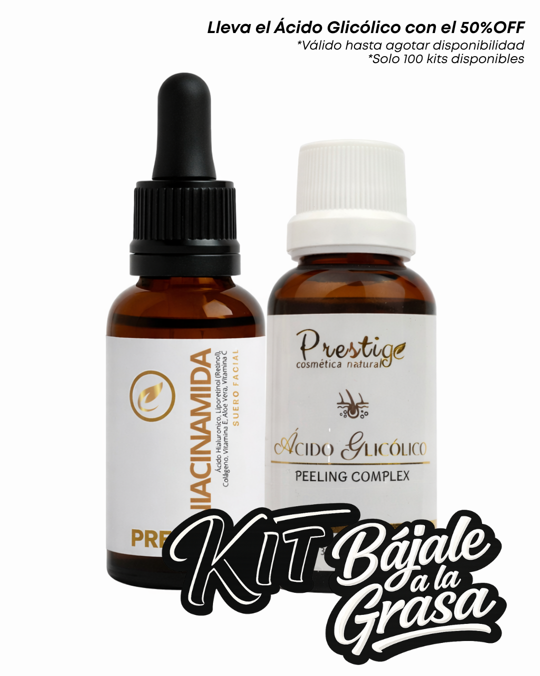 Kit Bájale a la Grasa – Niacinamida + Ácido Glicólico (50% OFF)