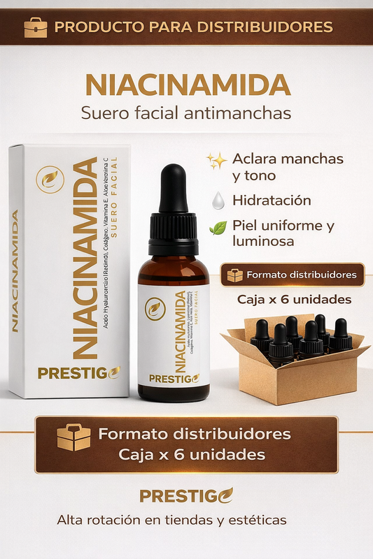 Niacinamida Prestige – Suero Facial Antimanchas (Caja x 6 Unidades para Distribuidores)
