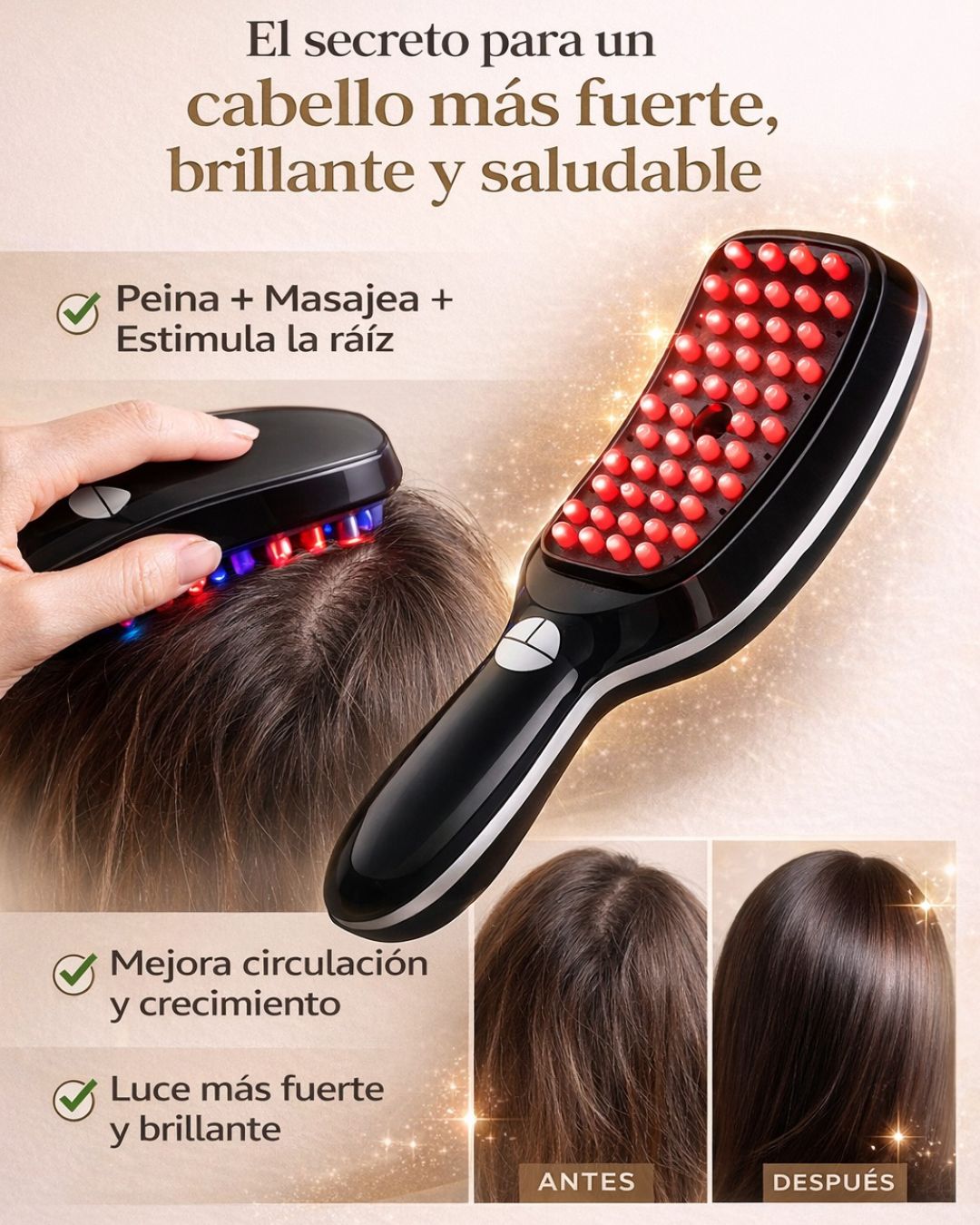 Cepillo Masajeador Eléctrico para Cuero Cabelludo | Estimula el Crecimiento y Fortalece tu Cabello